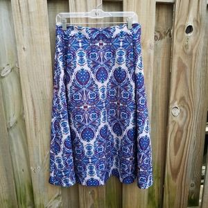 Eva Mendes blue & purple Floral Midi A-lin…